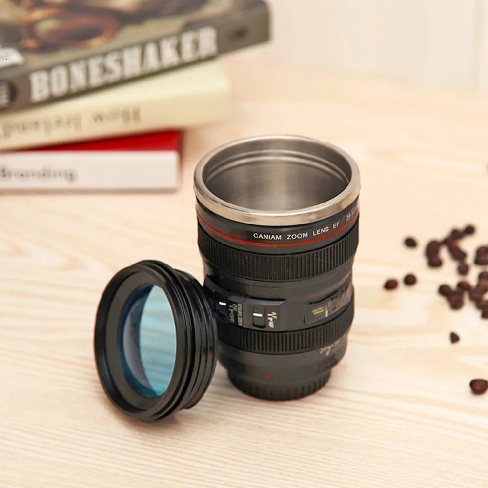 400 мл креативная чашка из нержавеющей стали с линзой для камеры кофе молока чая