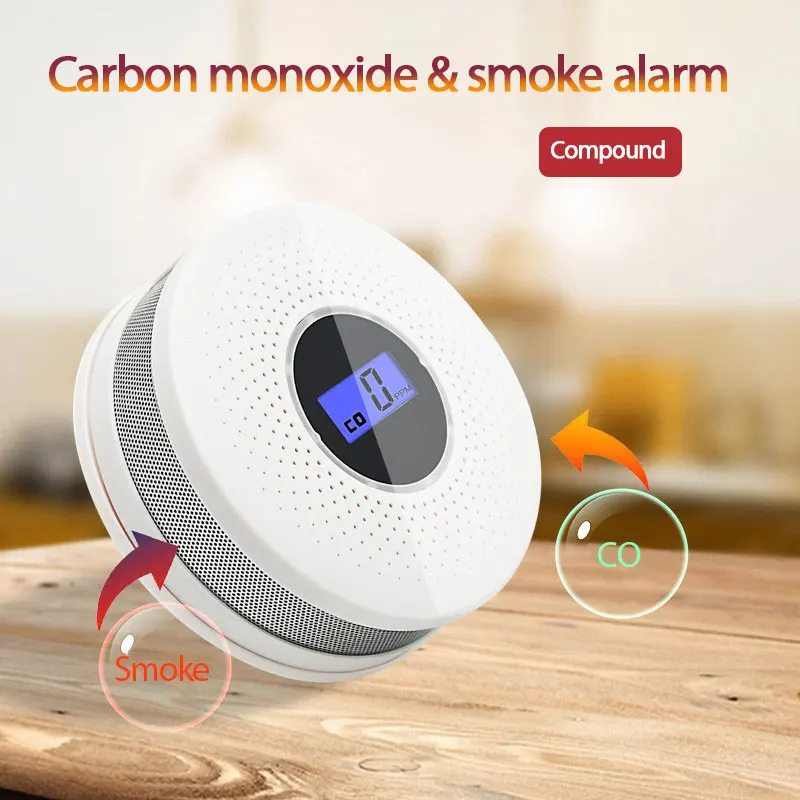 

2021 New Combination Smoke Detector And Carbon Monoxide Detector With Display, Battery Operated Smoke Co Alarm Detector Sensor