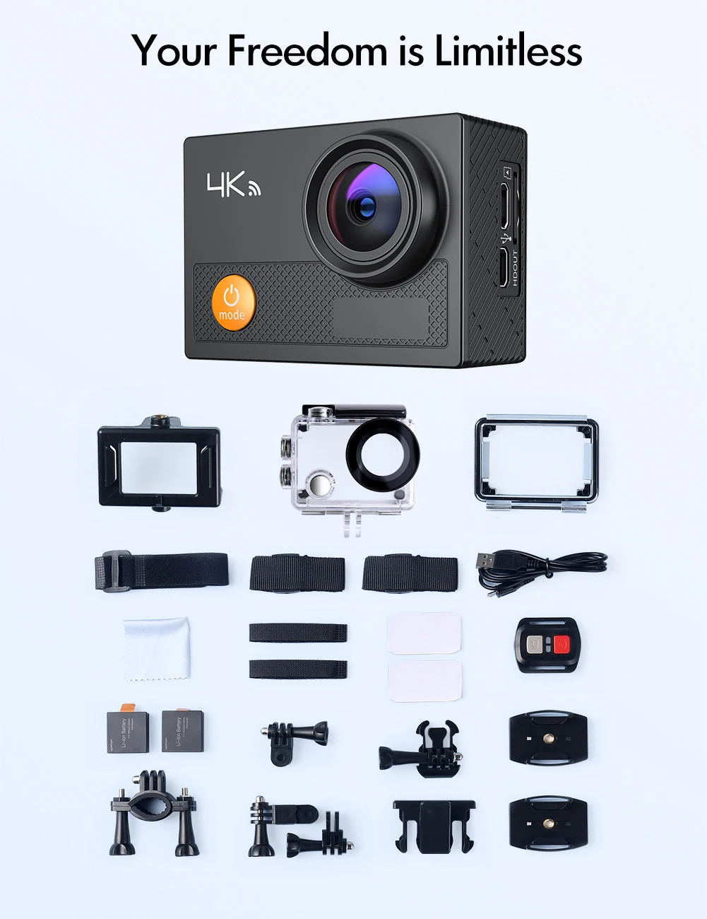 APEMAN Action Camera A77 4K 16MP Wi-Fi Waterproof 30M with Remote Control Underwater Digital Hyper Stabilization | Электроника