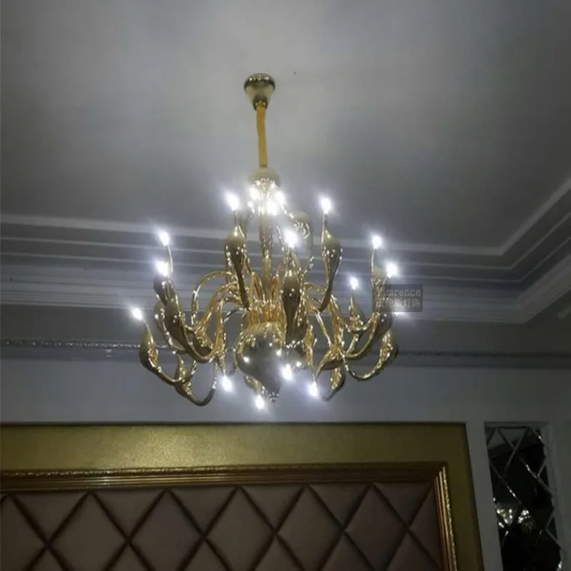 Хрустальные светодиодные люстры в виде Лебедя стиле арт-деко европейская свеча