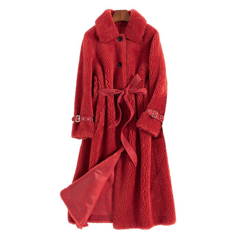 

Vintage Female Real Sheep Coat Shearing Jacket Women Autumn Winter Clothes 2020 Korean Elegant Long Wool Fur Tops Hiver 2901