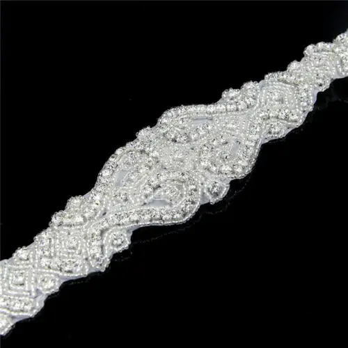 

Beaded Crystal Rhinestone Appliques Trims Bridal Wedding Handmade Sewing Belt