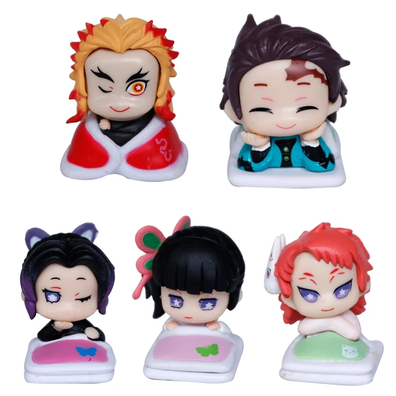 

5CM 5 PCS/1 SET Demon Slayer Generation Q Version, Tanjiro Kadomon, Nidouzi, My Wife Zenizu Model Dolls Toy Gift Collect Movable