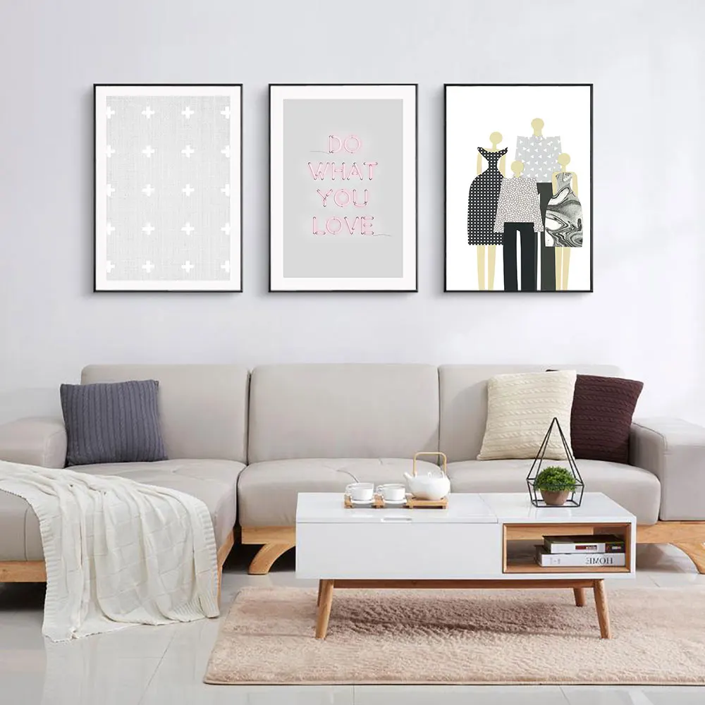 

Scandinavian Poster Canvas Abstract A Family Of Four Quote Do What You Love Painting Art Print Wall Picture Living Home Decor