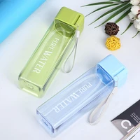 500ml simple transparent water cup portable water cup square plastic water cup outdoor water sports cold drink cup portable