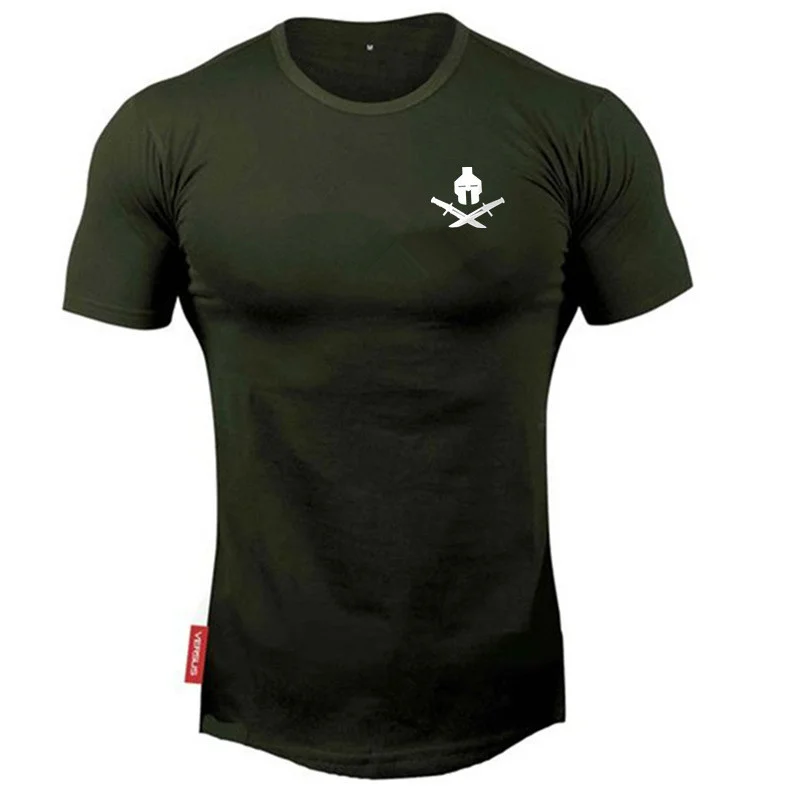 

2021 New brand Clothing fitness Running t shirt men O-neck t-shirt cotton bodybuilding Sport shirts tops gym men t shirt