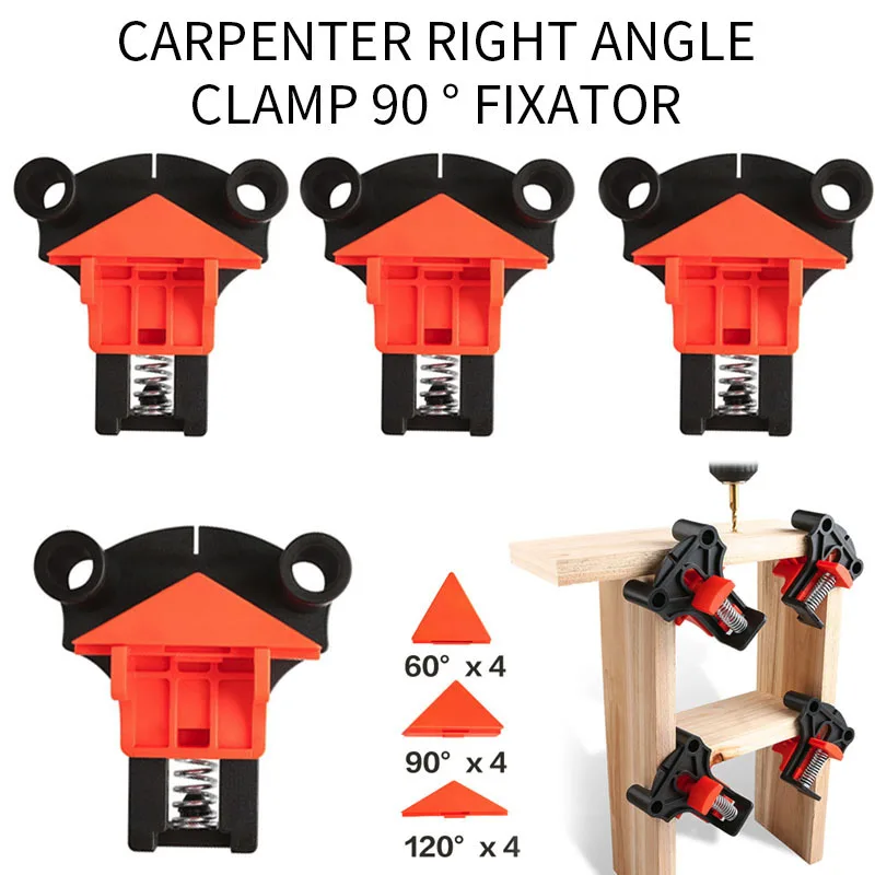 

4pcs Wood Angle Clamps 60/90/120 Degrees Woodworking Corner ClampRight Clips DIY Fixture Hand Tool Set for Taper,T Joints,Plate