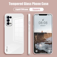 candy color tempered glass case for oppo reno 5 pro 5k mobile phone bag reno5 5pro reno5k 5g liquid silicone frame protect cover