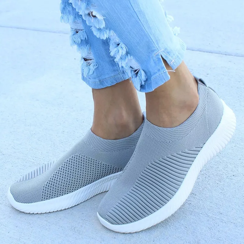 

Spring Shoes Women Sneaker Air Mesh Soft Female Sock Knitted Vulcanized Shoes Casual Slip On Ladies Flat Women's Footwear