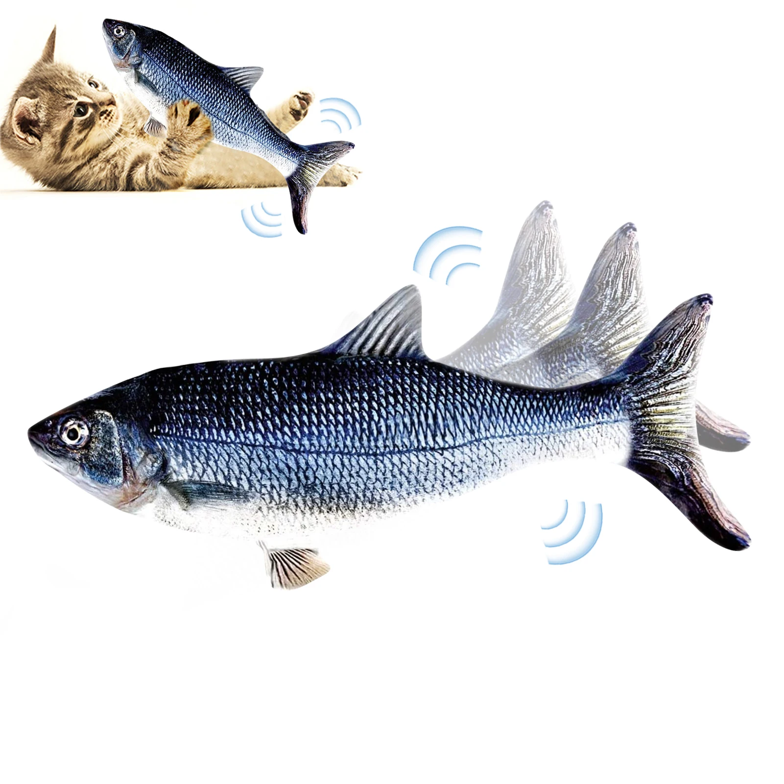 

2021 Electric Wagging Fish Cat Toy Catnip Kicker Toys Funny Interactive Pets Pillow For Cat Kitten Kitty Cat USB Charging Toys