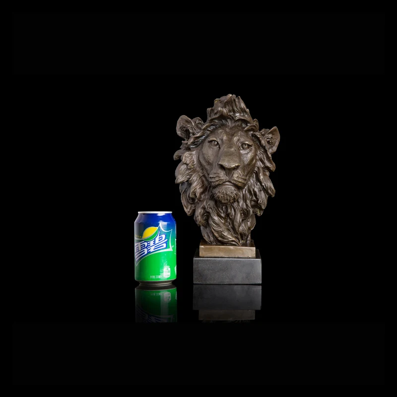 

[MGT] Bronze animal statue art H32cm lion head ornament sculpture for collectible
