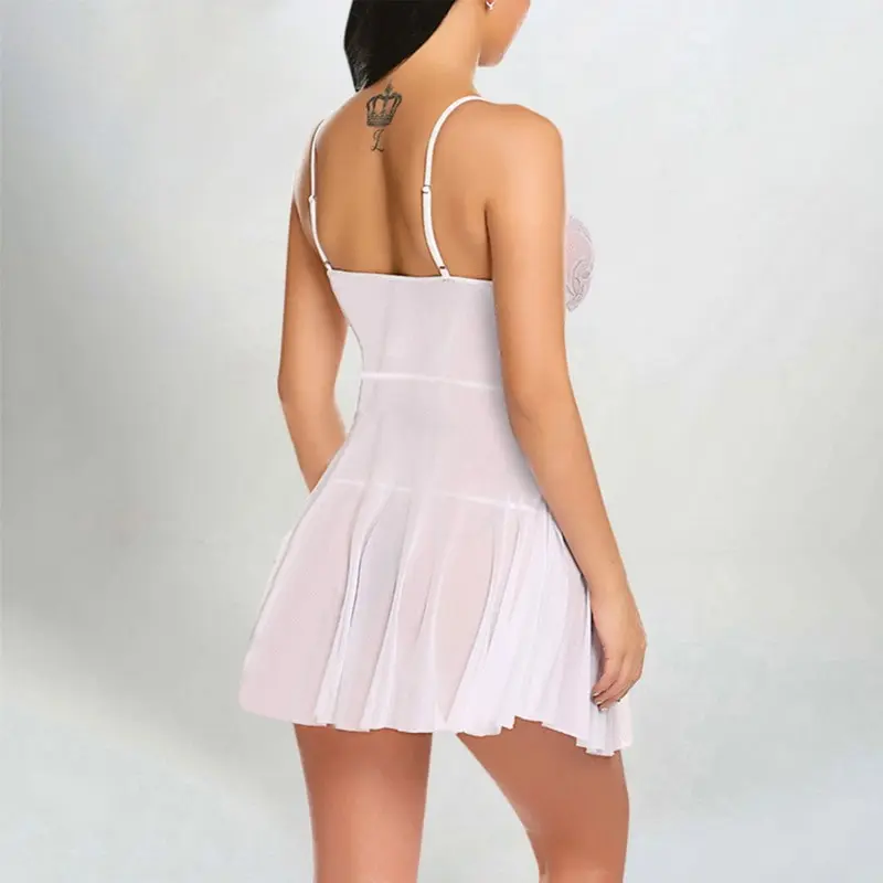 

Hot Sale Women New Sexy Erotic Lingerie Plus Size Lace G-string Dress See Through Sexy Sleepwear Nightdress