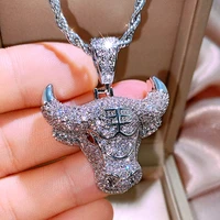 huitan cow necklace for rock man fashion full pave cz hip hop male jewelry chain statement pendant necklaces gift for boyfriend