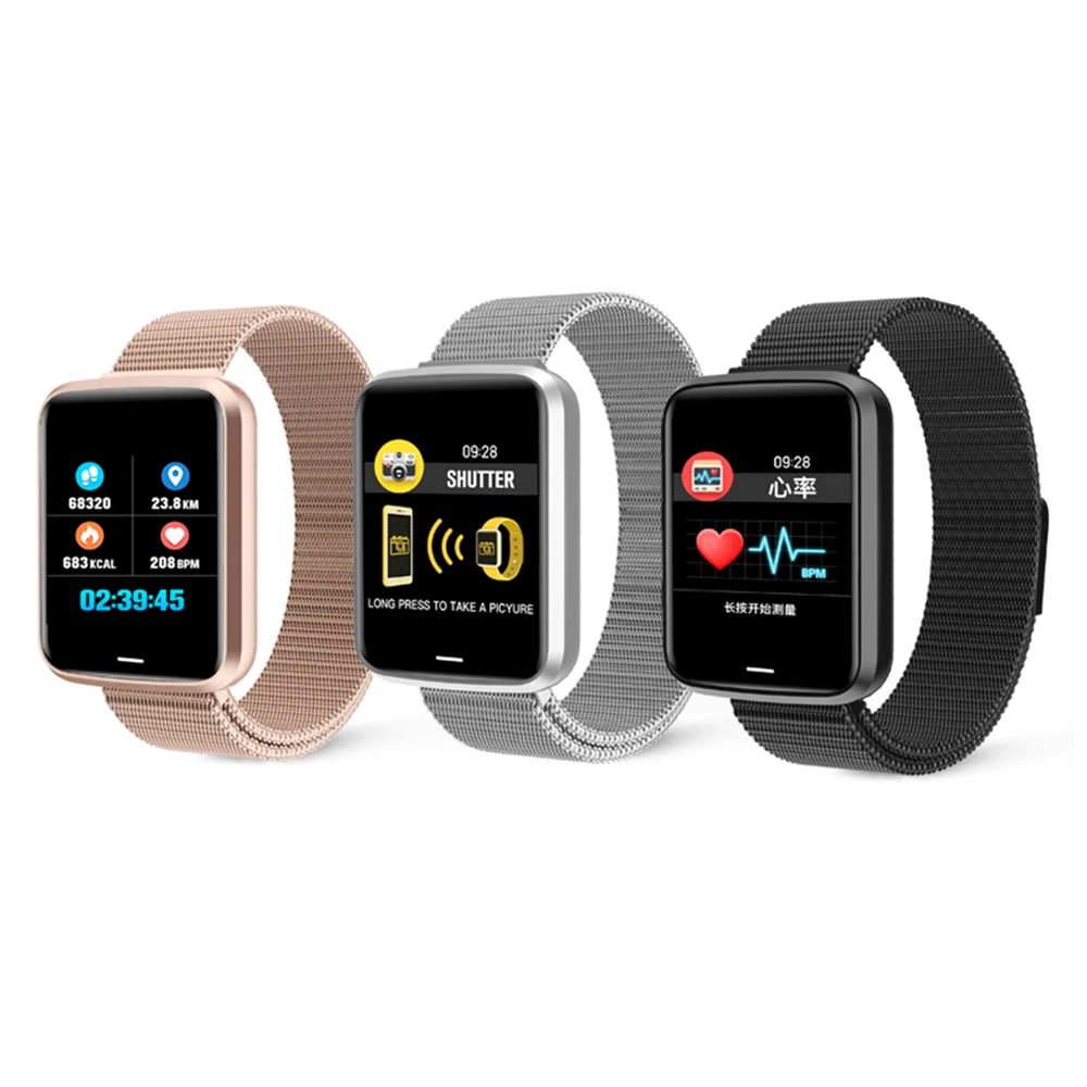 

smart bracelet Heart rate blood pressure health detector H19 1.3 inch large screen color waterproof BT sports smart watch men