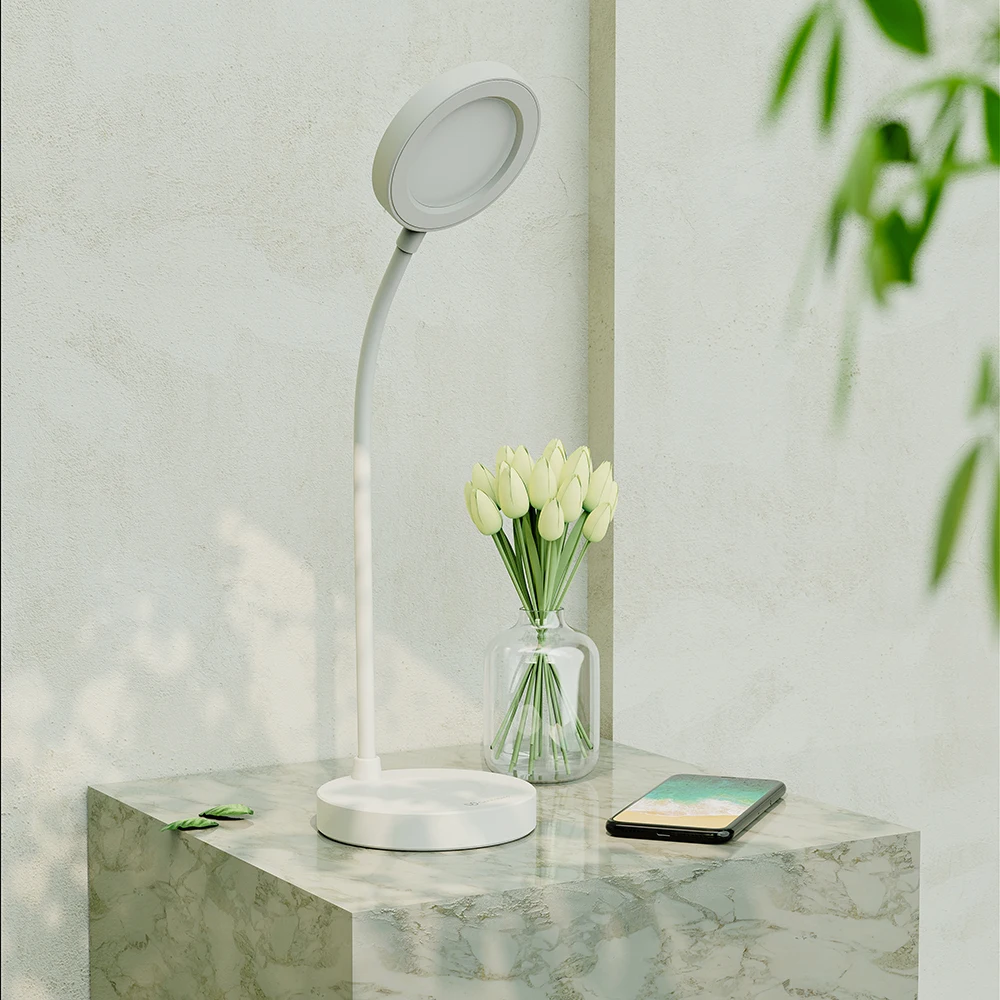 Настольная лампа Greenbird 5 Вт с беспроводной зарядкой для телефона белый светильник