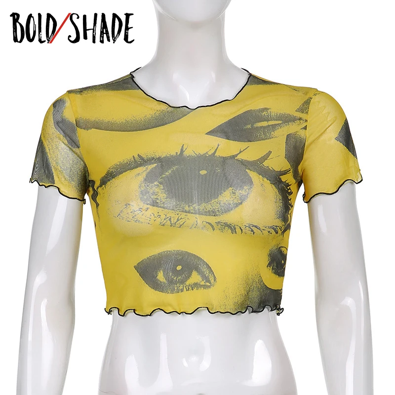 

Bold Shade y2k Grunge Indie Tee Shirt Women 90s Aesthetic Printing Slim Crop Top Short Sleeve Summer Goth Style Fashion T Shirts