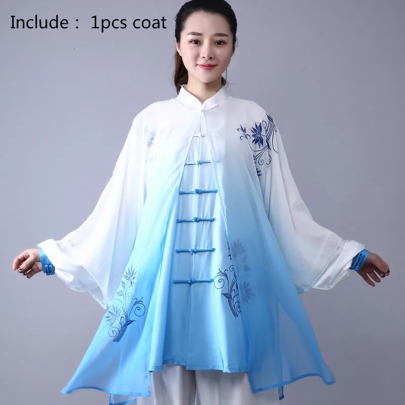 1pcs coat Градиент цвета тайцзи Униформа традиционная китайская одежда вышитые боевые искусства костюм кунг-фу Утренние упражнения Спортивная одежда - Цвет: 1pcs coat