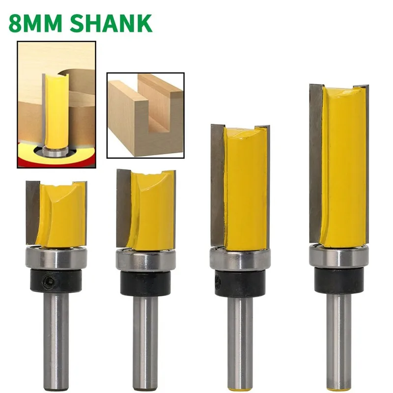 

1PC 8MM Shank Milling Cutter Wood Carving Straight Trimmer Cleaning Flush Trim Pattern Bit Tungsten Carbide