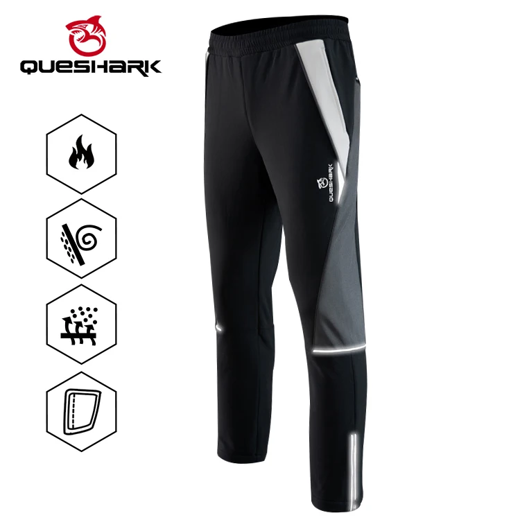 

Queshark Men Women Cycling Pants Reflective Bicyle Trousers MTB Road Bike Pants Hiking Climbing Riding Pants Thicked Warm Fleece