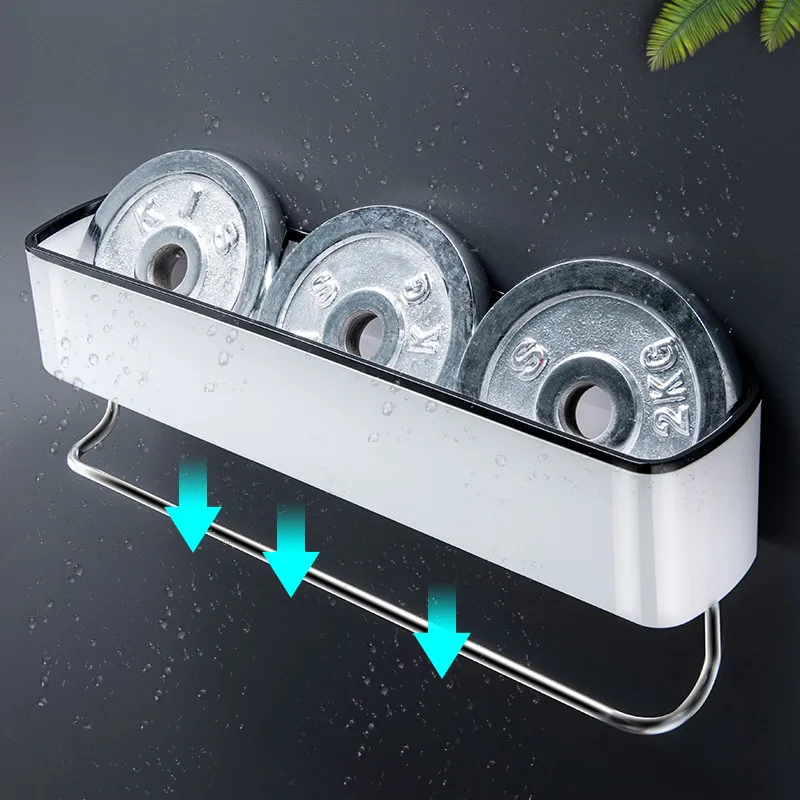 

Wall Mounted Bathroom Shelves Floating Shelf Shower Hanging Basket Shampoo Holder Wc Accessories Kitchen Seasoning Storage Rack