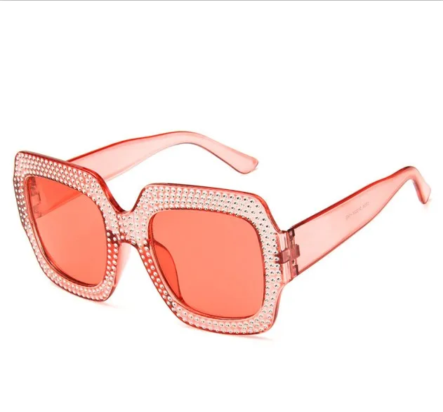 Модные квадратные дизайнерские женские солнцезащитные очки со стразами большие