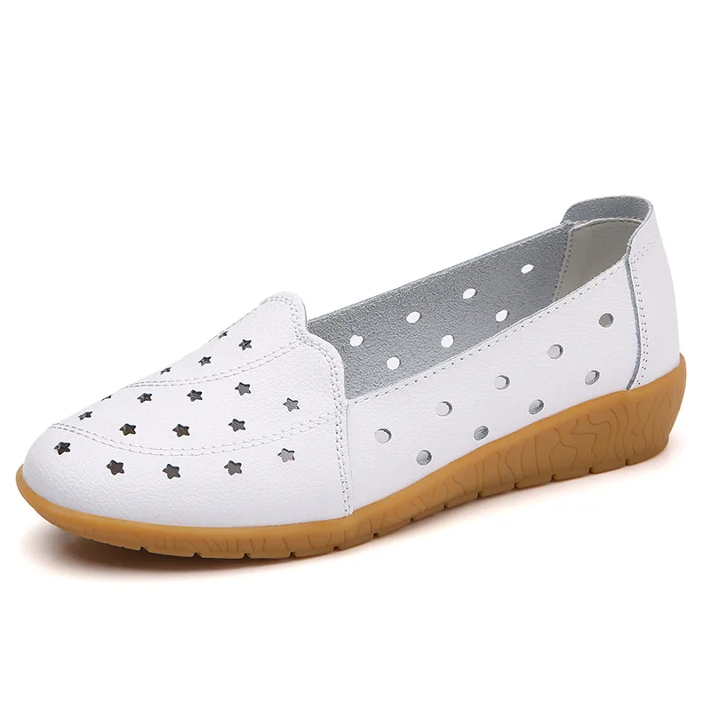 

2021 Summer Flats Women Shoes Soft Cushion Comfortable Leather Flats Ladies Breathable Loafers Ballet Shoes For Womens Flats