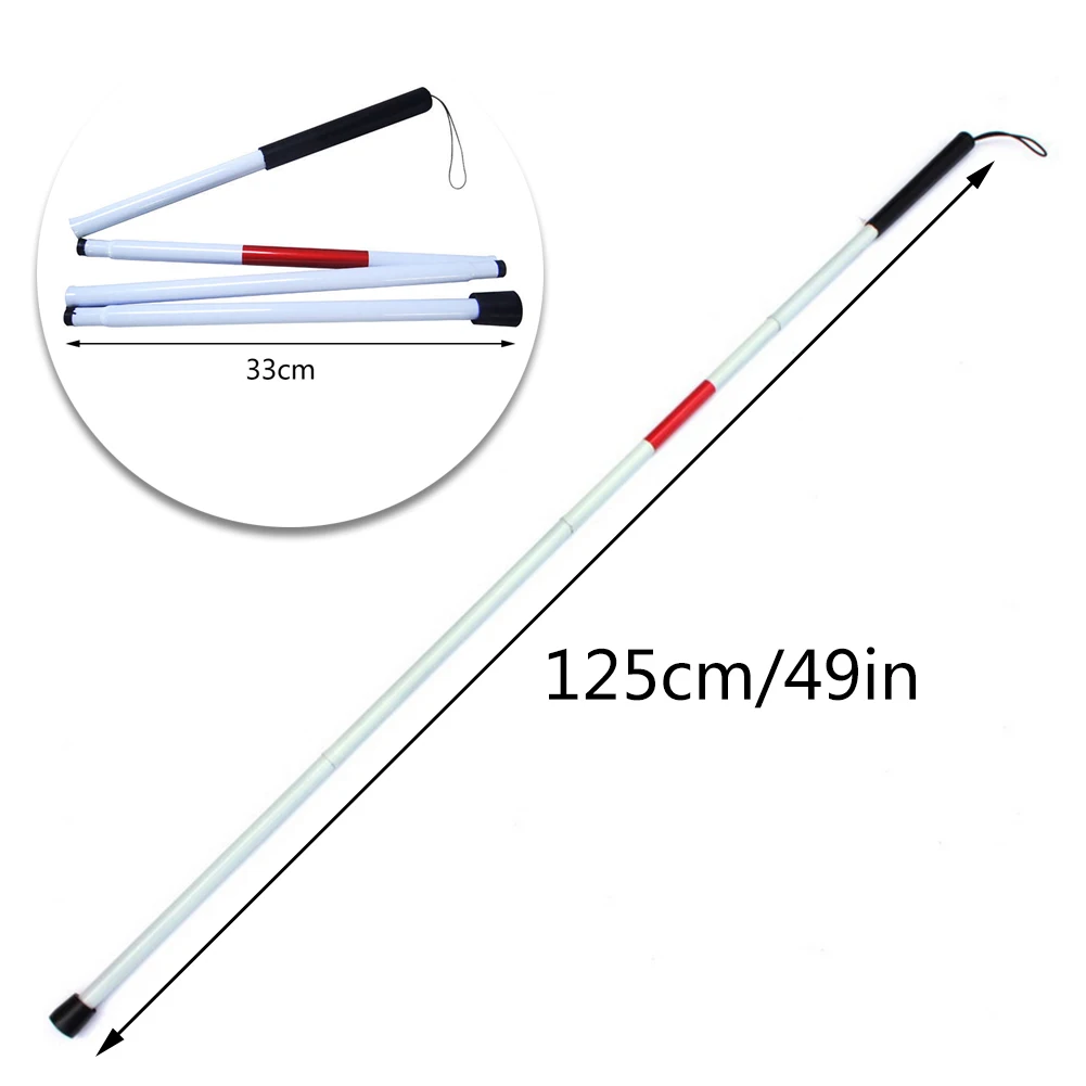 

White Head Angle 360 Rotating Wheel Visually Impaired Crutch Cane Blind Walking Stick Walker Aluminium Easy Folding