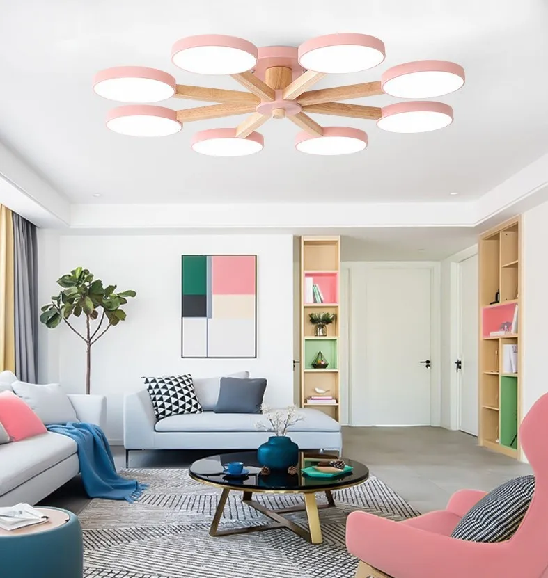 Скандинавская деревянная люстра лампы 3/6/8 светодиодный ные люстры для гостиной и