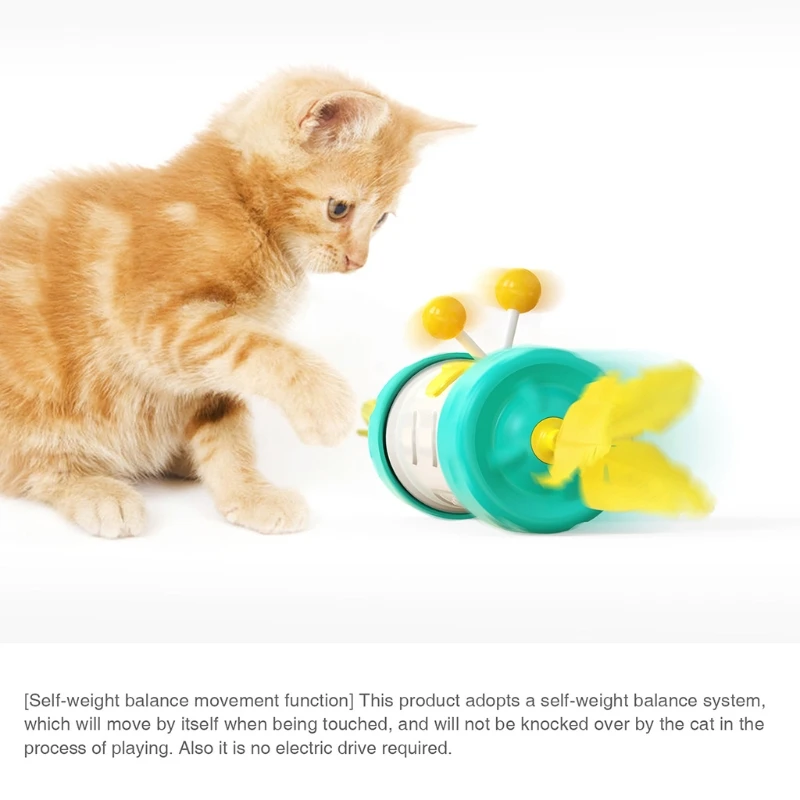 

Cat Creative Toys Feather Tumbler Cat Interactive Pet Toys Superlight Non-toxic Cat Chasing&Exersing Balanced Car