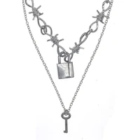 cool alloy brambles collar handmade statement choker charm necklace rock punk padlock necklaces