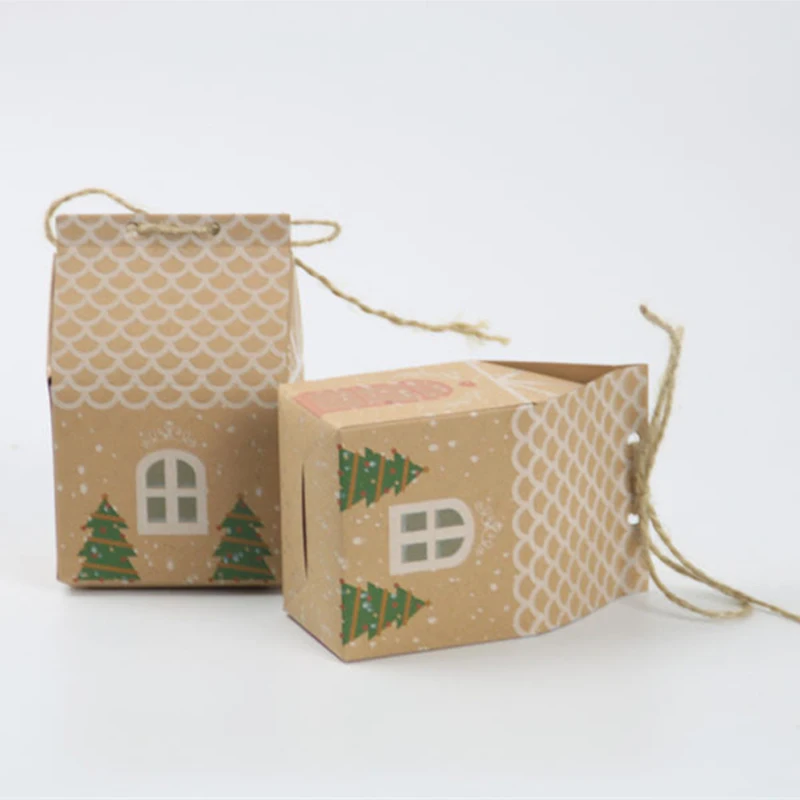 25 шт Бумага для поделок в стиле ретро новогодняя елка с домиками коробка конфет