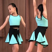 latin dress for kids dancing school uniform summer exercise clothing girls tops skirts latina cha cha performance dresses bl4368