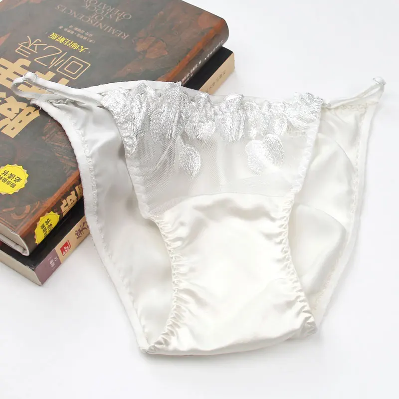 100% шелк тутового шелкопряда Женские брифы сексуальные трусики из натурального