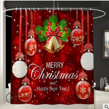 Bell curtain 4 шт./компл. Рождество крышку унитаза фланель коврик для душа Шторы Рождественское украшение для дома Ванная комната расходные материалы - Цвет: Bell curtain