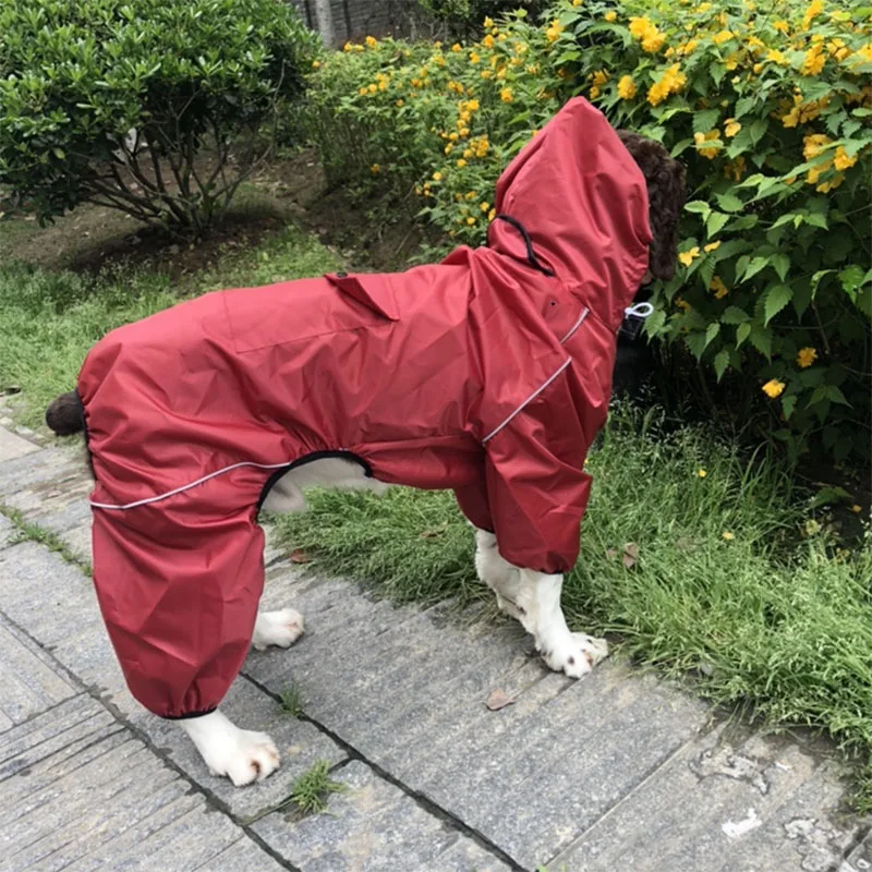 Outdoor Large Dog Raincoat Waterproof big Clothes Coat hoodie Rain Jacket Reflective Medium dog poncho Breathable mesh | Дом и сад