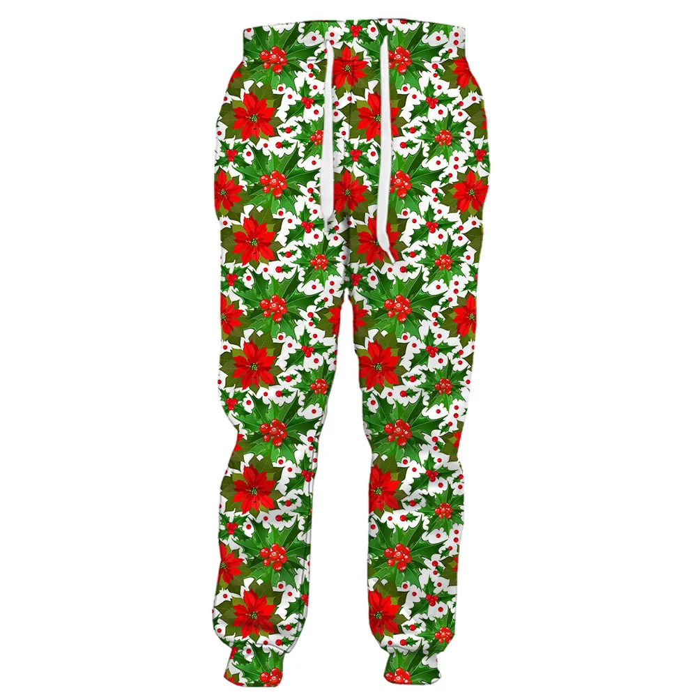 CLOOCL рождественские штаны 3D графика конфеты тростник бант лента печатные брюки