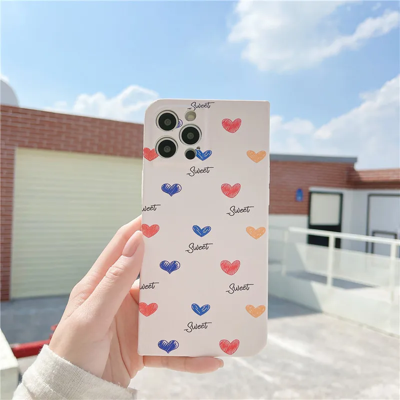 

Simple Love Heart phone case For iphone 12 Pro Max for iphone 11 Pro 7 8 Plus SE2020 XS Max X XR XS Matte Soft silicone case