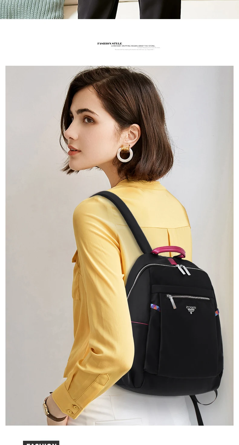 ZOGER travel shoulder high quality laptop bag Oxford canvas casual lady lightweight large capacity backpack for girls in their 2