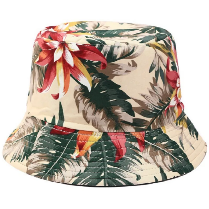 Женская хлопковая Панама с цветочным принтом Пляжная двухсторонняя шляпа в