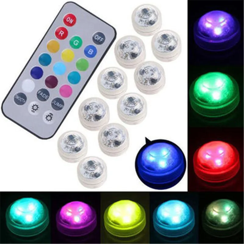 

IP68 Waterproof Battery Operate RGB Submersible LED Underwater Light for Fish Tank Pond Swimming Pool Wedding Party Navidad Deco