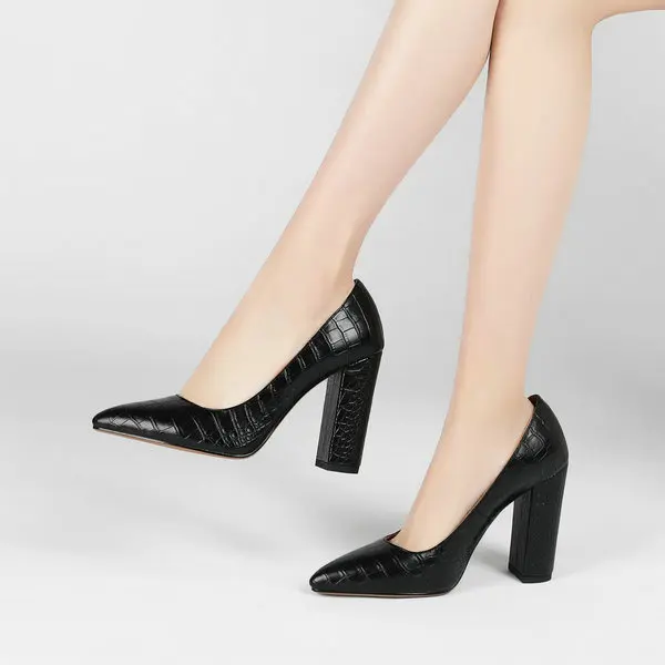 

QUTAA 2021 Microfiber Pointed Toe Fashion Women Pumps Spring Autumn Square High Heel Shallow Female Shoes Big Size 34-43