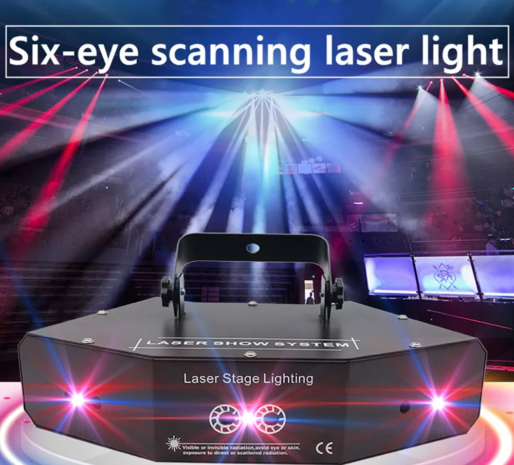 

6 Lens RGB Laser Lines Beam Scans With Patterns DMX Stage Light DJ Bar Party Disco Effect Light System Show Laser Stage Lighting