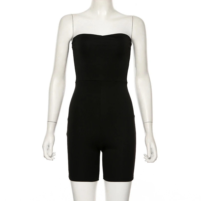 Элегантные женские облегающие Боди без бретелек Клубные вечерние черные