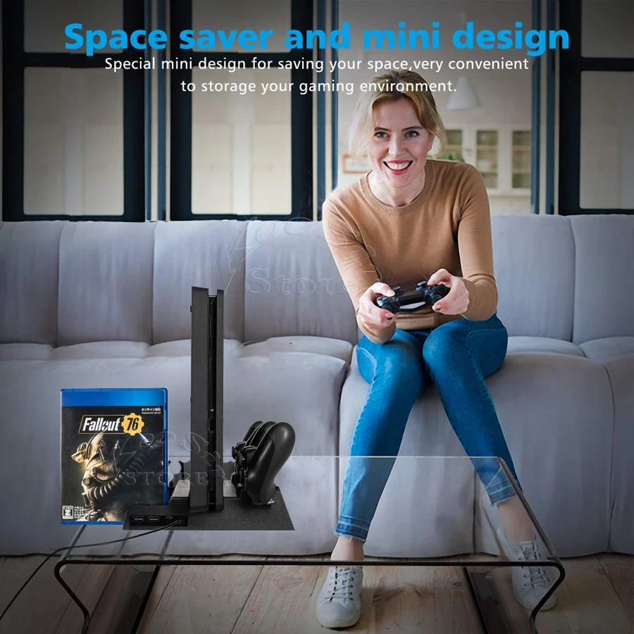 Вертикальная подставка для игровой консоли PS4 S 2 контроллера охлаждающий