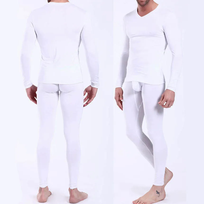 Мужское нижнее белье комплект с футболкой длинным v-образным вырезом термобелье