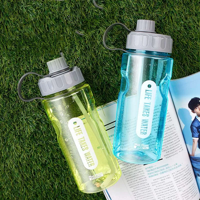Большая Спортивная бутылка для воды объемом 2 л с соломинкой большие бутылки