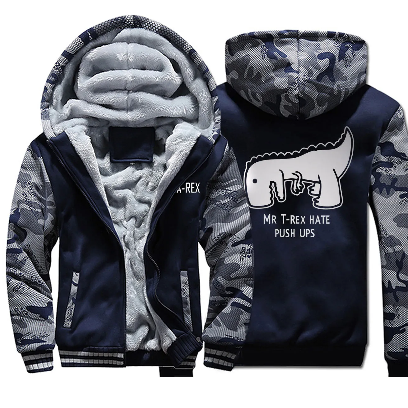 Милая зимняя мужская Толстая Теплая Флисовая камуфляжная куртка с динозавром