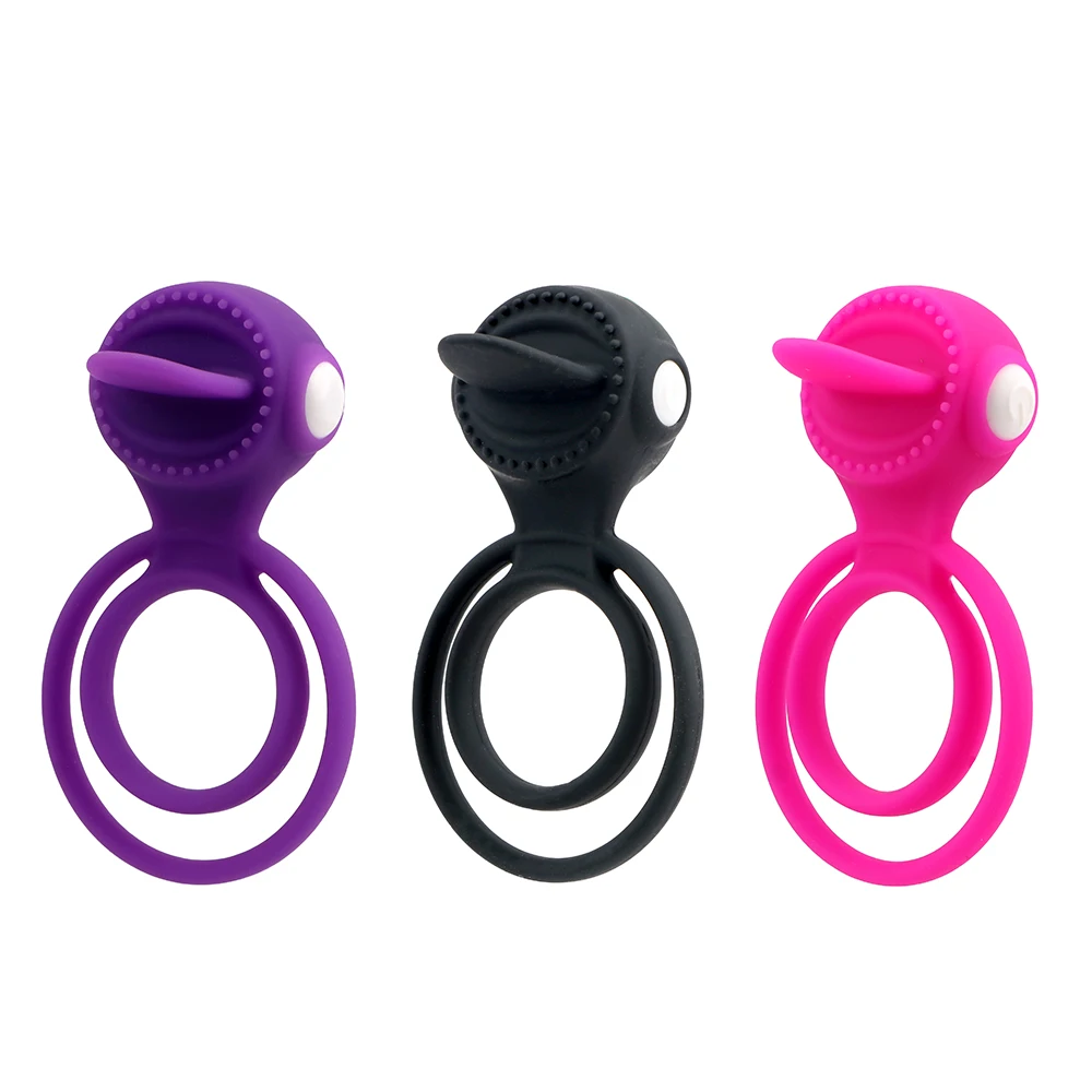 OLO Penis Ring Vibrating Tongue Licking Cock Vibrator Clit Stimulator Dual Pleasure Sex Toys for Men Male | Красота и здоровье