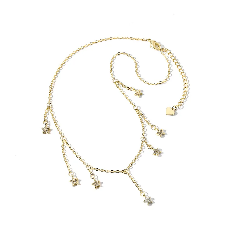 Новинка, Boho, женское колье золотого цвета, цепочка, ожерелье со стразами, с кисточками, Звездные бусины, Collana Kolye Bijoux Collares Mujer Collier Femme