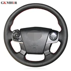 Черная искусственная кожа Сделай Сам сшитый вручную чехол рулевого колеса автомобиля для Toyota Camry 2012 2013 2014